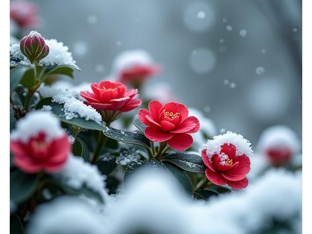 눈 내린 제주 동백꽃 숲, 꽃잎 여정 갤러리